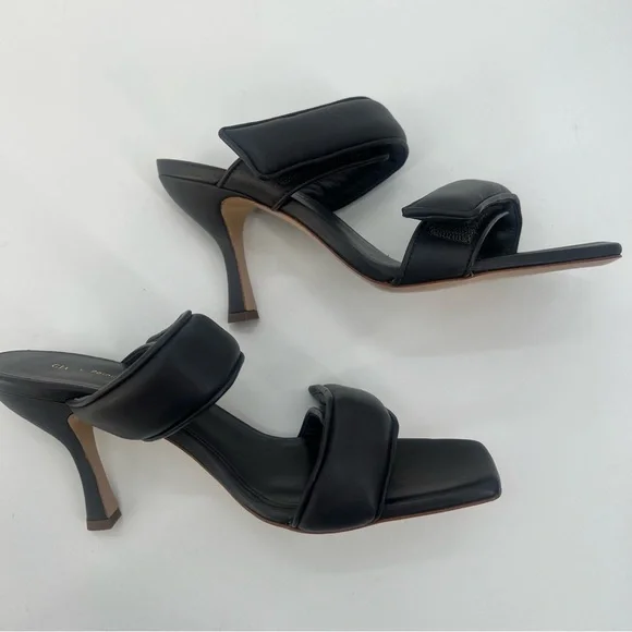 New GIA Borghini Pernille Teisbaek Black Perni Leather 2 Straps Slide Heel 10 - Picture 6 of 13